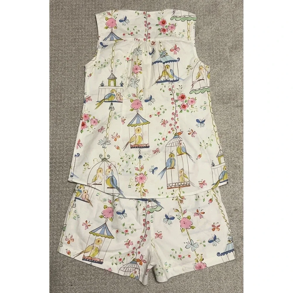 Vintage The Cat's Pajamas Short Set Button Front Birds Short Sleeve Rare - Picture 4 of 16